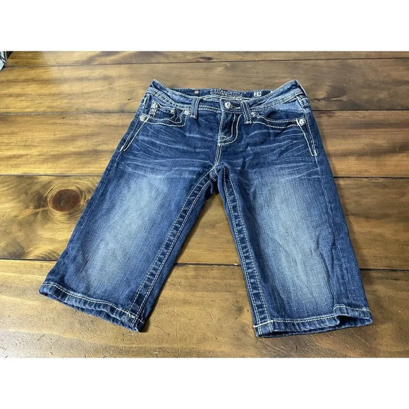 Girls Miss Me USA Leather Flag, Rinestone JK6059M Bermuda Short size 14. - Picture 2 of 12